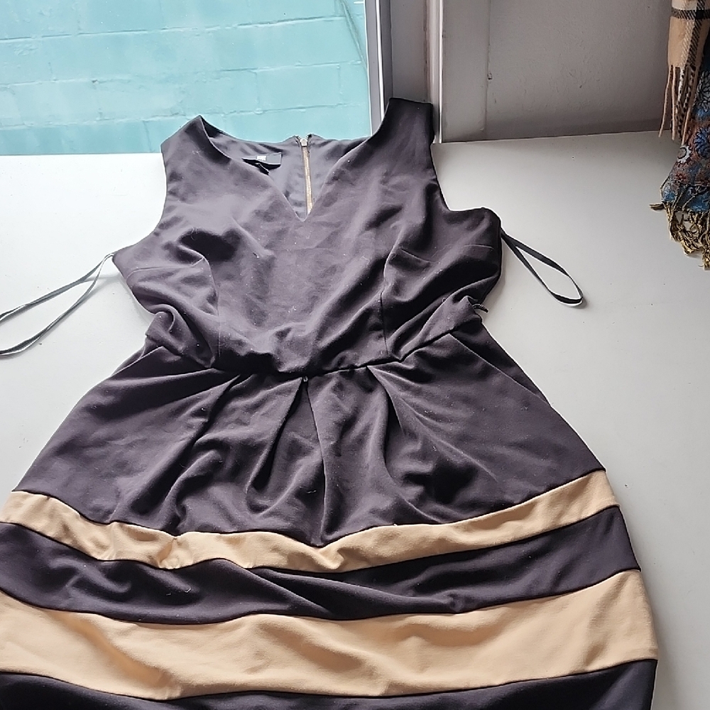 Iz Byer Black and Tan Mini Dress